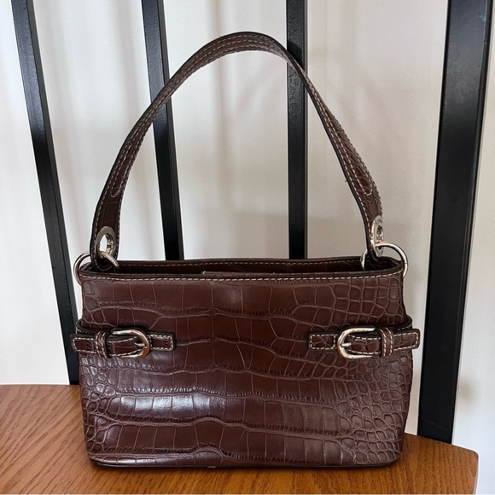 Vintage Tommy Hilifiger Brown‎ Faux Croc Mini Shoulder Bag
